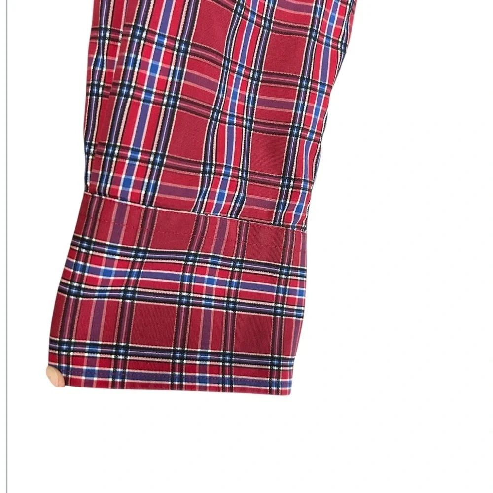 Thomas Dean Shirt Size XL Red Plaid Flip Cuffs Long Sleeves